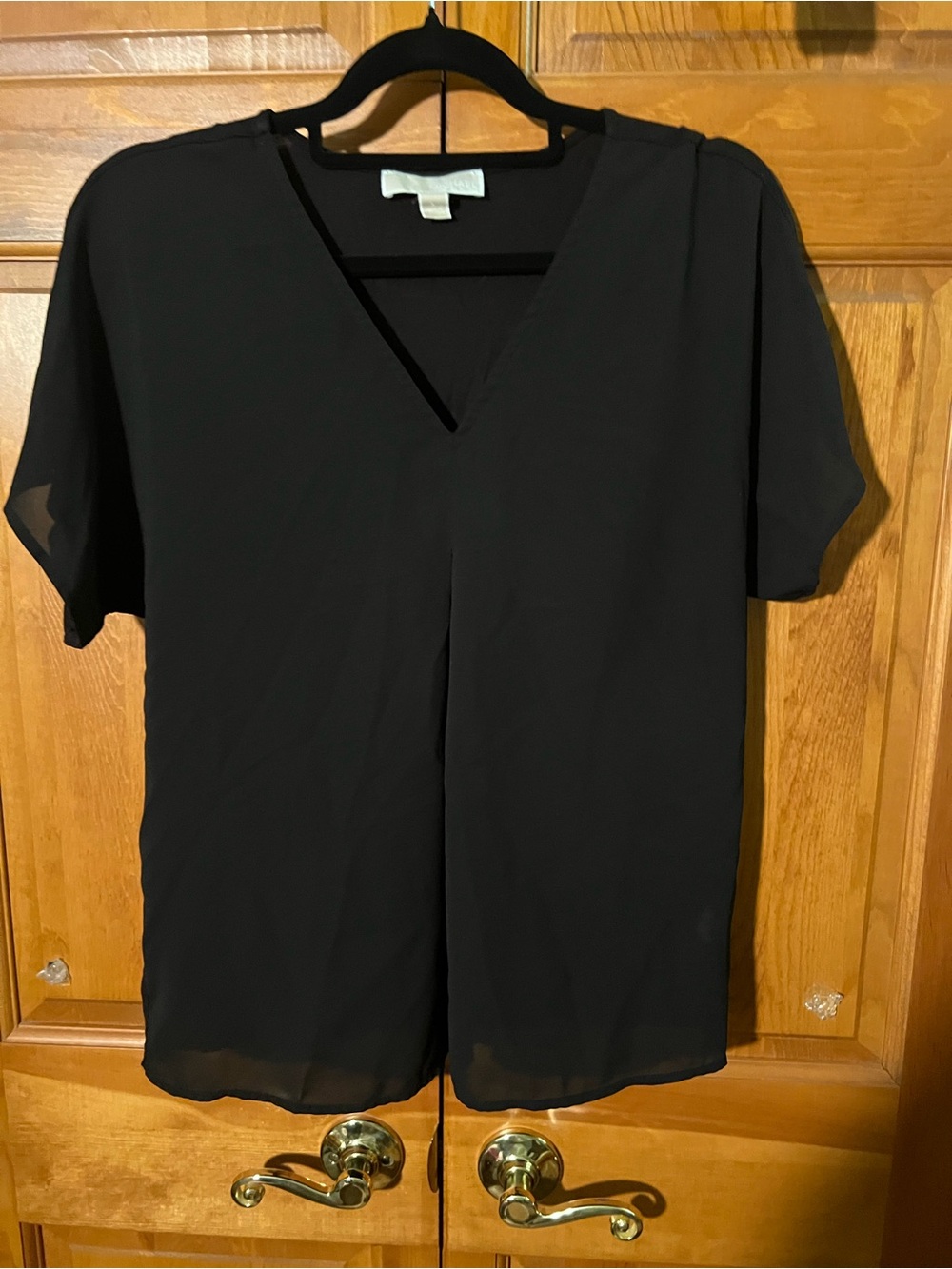 Michael Kors Black V-Neck Short Sleeve Blouse